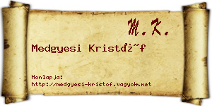 Medgyesi Kristóf névjegykártya